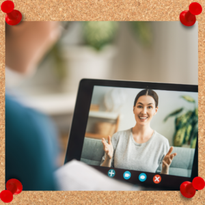 While in-person connections are typically more effective, use technology to keep in touch with all in your network. Image depicts video chat in progress.