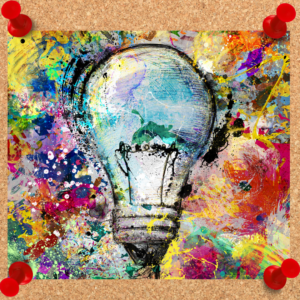 Team creativity image depicts lightbulb painting.