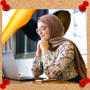 Leadership boundaries might include drawing lines for religious beliefs. It might become uncomfortable for some, but it is important to identify your boundaries clearly. The photo identifies a woman working at a desk wearing a hijab. 